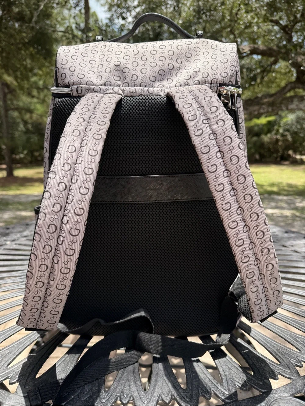 GUESS Lottie Travel XL Backpack Monogram Gray Black